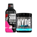 PROSUPPS L-Carnitine 3000 Stimulant Free Liquid Shots (31 portioner, Dragon Fruit) och Hyde Max Pump Pre Workout för män och kvinnor (20 portioner, Blue Razz) Bundle