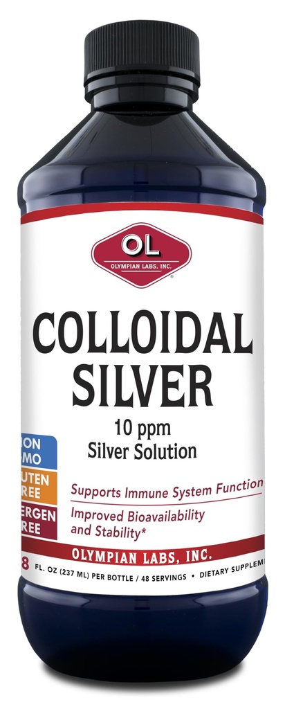 Olympian Labs Colloidal Silver 8floz 45 Servings - 10ppm Renad Bioavailable Silver Immune Support