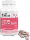 Nutri Supreme Prenatal Vitamin, Chewable Prenatal Vitamins för kvinnor med mycket absorberbar metylfolat, komplett prenatal multivitamin med järn, Kosher, Cherry Flavor, 90 greve
