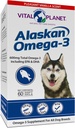 Vital Planet - Alaskan Omega-3 Fiskoljetillskott för hundar med 600mg Omega-3, Hög i DHA och EPA från hållbart skördad vild fångad kall vattenfisk, 60 Vanilla Softgels
