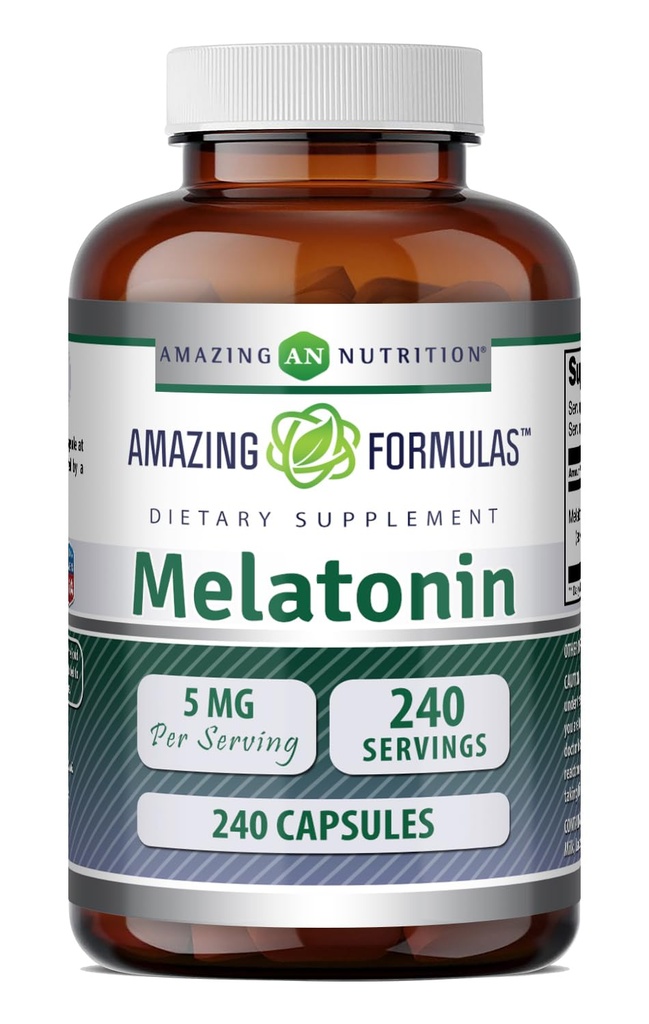 Fantastiska formler Melatonin Supplement | 5 Mg Per Servering | 240 kapslar | Icke-GMO | Gluten Free | Made in USA