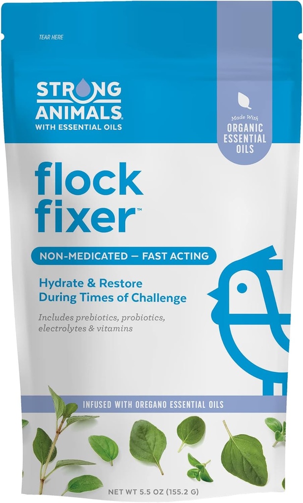 Flock Fixer – Stöder Immunity of Backyard Chickens under utmaningar, innehåller organiska Oregano Essential Oils (5,5 oz. Pouch)