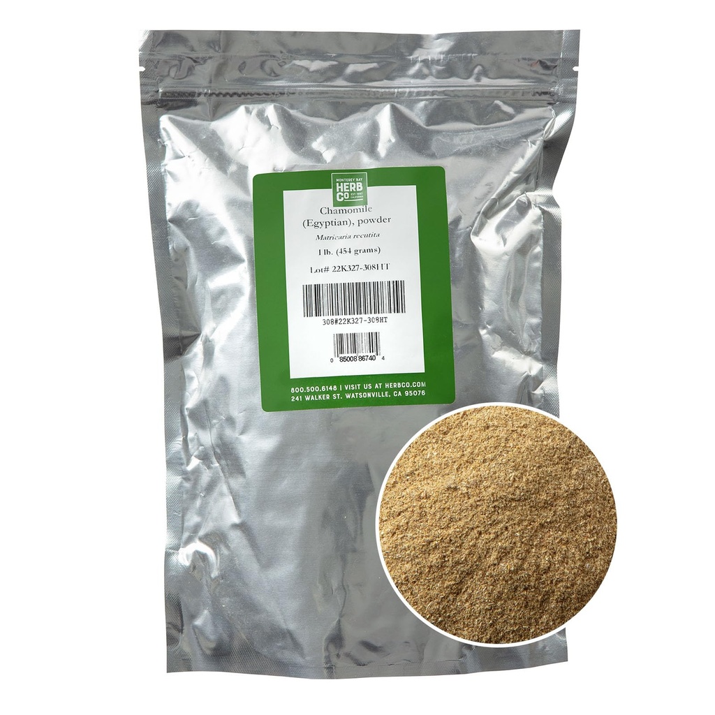 Egyptian Chamomile Powder, by Herb Co, Matricaria Recutita, from Egypt, Kosher, for Lotions, Creams & Skin Care Products, 1 lb