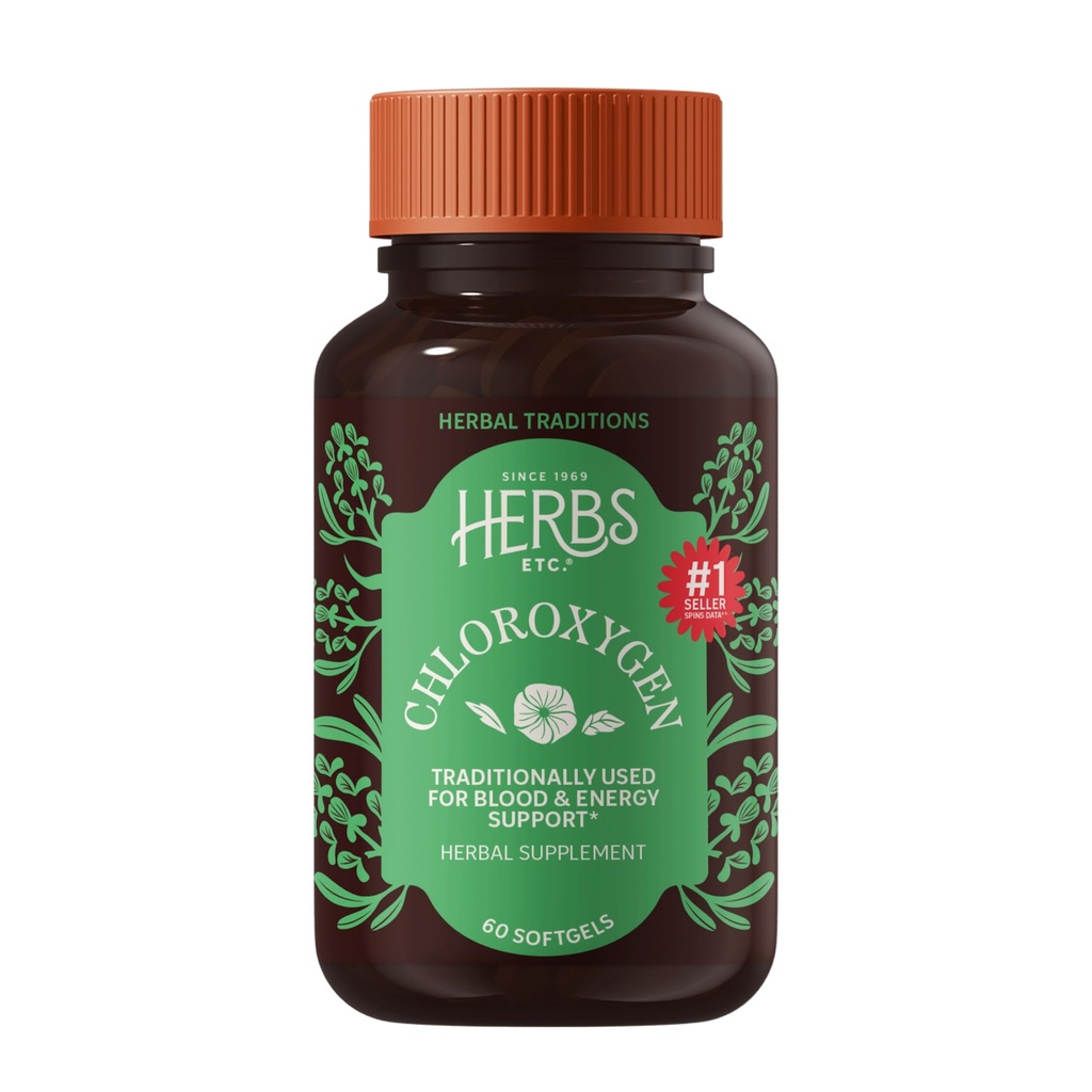Herbs, Etc. ChlorOxygen Chlorophyll Concentrate Softgels, 60 Count