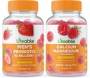 Livliga mäns probiotiska 10 miljarder + Calcium Magnesium, Gummies Bundle - Stor smak, vitamintillskott, Gluten Free, GMO Free, Chewable Gummy