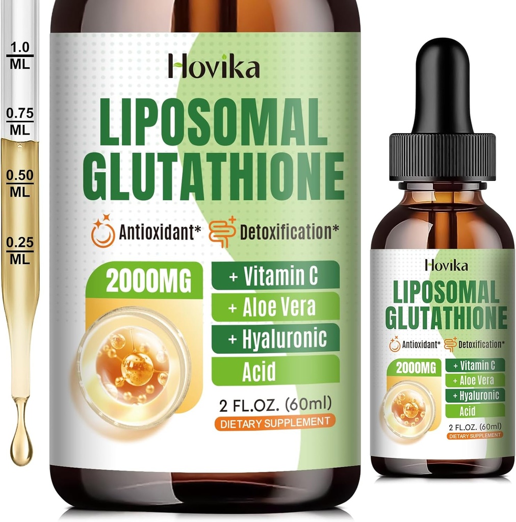 Liposomal Glutathione Supplement 2000mg, Liquid Glutathione Drops med vitamin C, Master Antioxidanter för immunsystem, åldrande försvar, hudhuvud, Liver Detox - Superior Absorption, Vegan 2 Fl Oz
