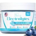 Zero Sugar - Sour Blue Candy Electrolytes Powder - Uppfriskande Hydration - Koffeinfri energi - Alla naturliga ingredienser - Vegan, Keto & Paleo - Sockerfri elektrolytpulverdryck Mix - 30 portioner
