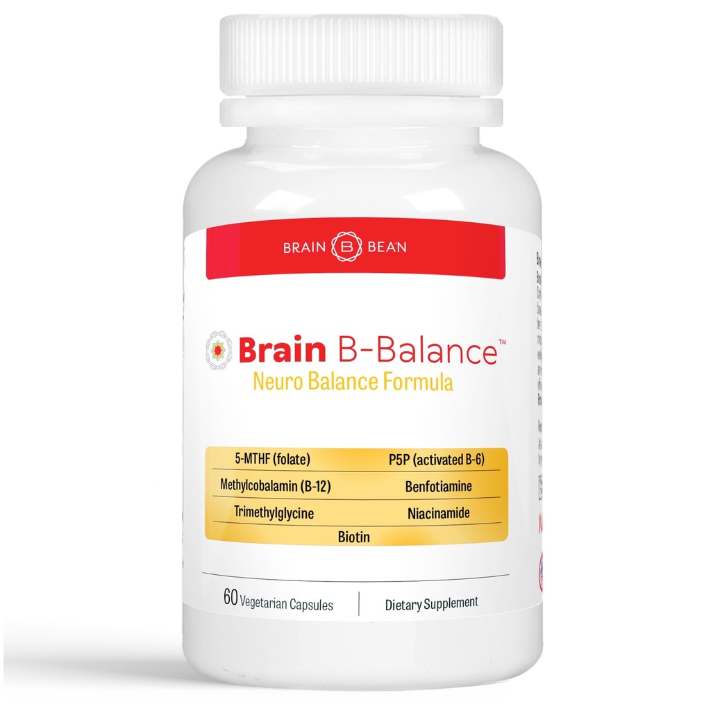 Brain B Balance: Methylated Multivitamin - Methylated B Complex Neurobalance Formel - Methylfolate stöder humör. Mind. Minne - 60 Vegan kapslar