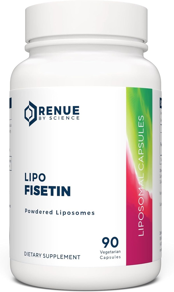 Renue By Science Fisetin | 90 Liposomal Fisetin Supplements - 150 mg Fisetin per portion | Senolytiska tillskott | Biotillgänglig formel för ökad absorption | Icke-GMO & Made i USA