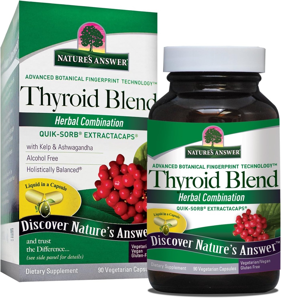 Naturens svar Thyroid Komplett Blend Vegetarian Capsules 90 greve | Stöder Thyroid | Natural Energy Booster | Främjar Metabolism