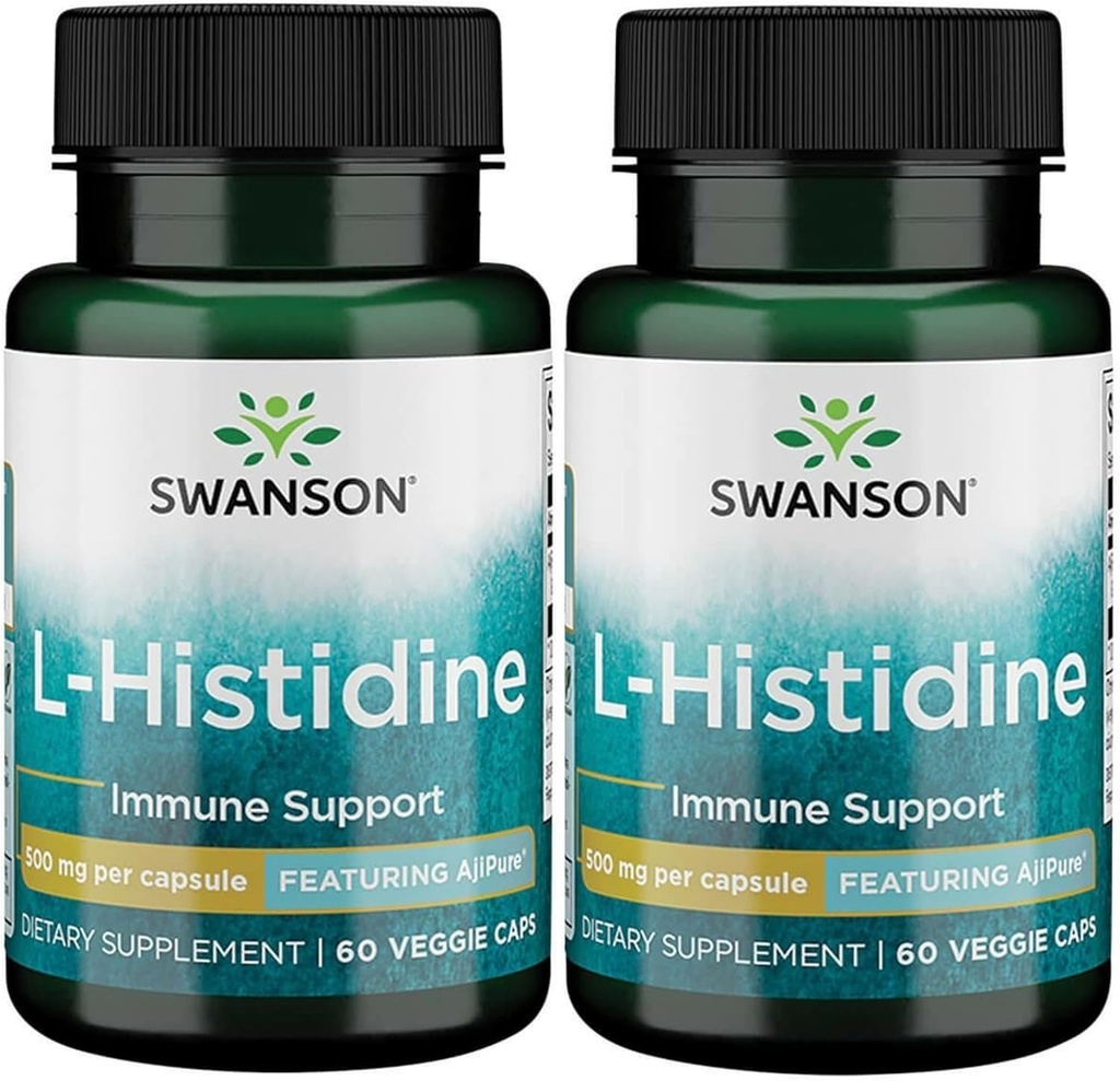 Swanson L-Histidine - Med Ajipure 500 mg 60 Veg Caps (2 Pack)