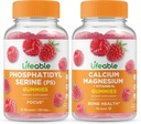 Livlig fosfatidylserin (PS) + Calcium Magnesium, Gummies Bundle - Great Tasting, Vitamin Supplement, Gluten Free, GMO Free, Chewable Gummy