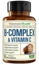 Vitamin B Complex med VIT C & Folic Acid (Folate) - 8 High Potency B-vitaminer: B1, B2, B3, B5, B6, B7, Vitamin B12 + Biotin, Choline & Inositol. Hjälper humör, energi, nervsystem och immunstöd
