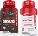 Herbtonics Korean Panax Red Ginseng och Strengthtonic Testosteron Booster för Män Bundle