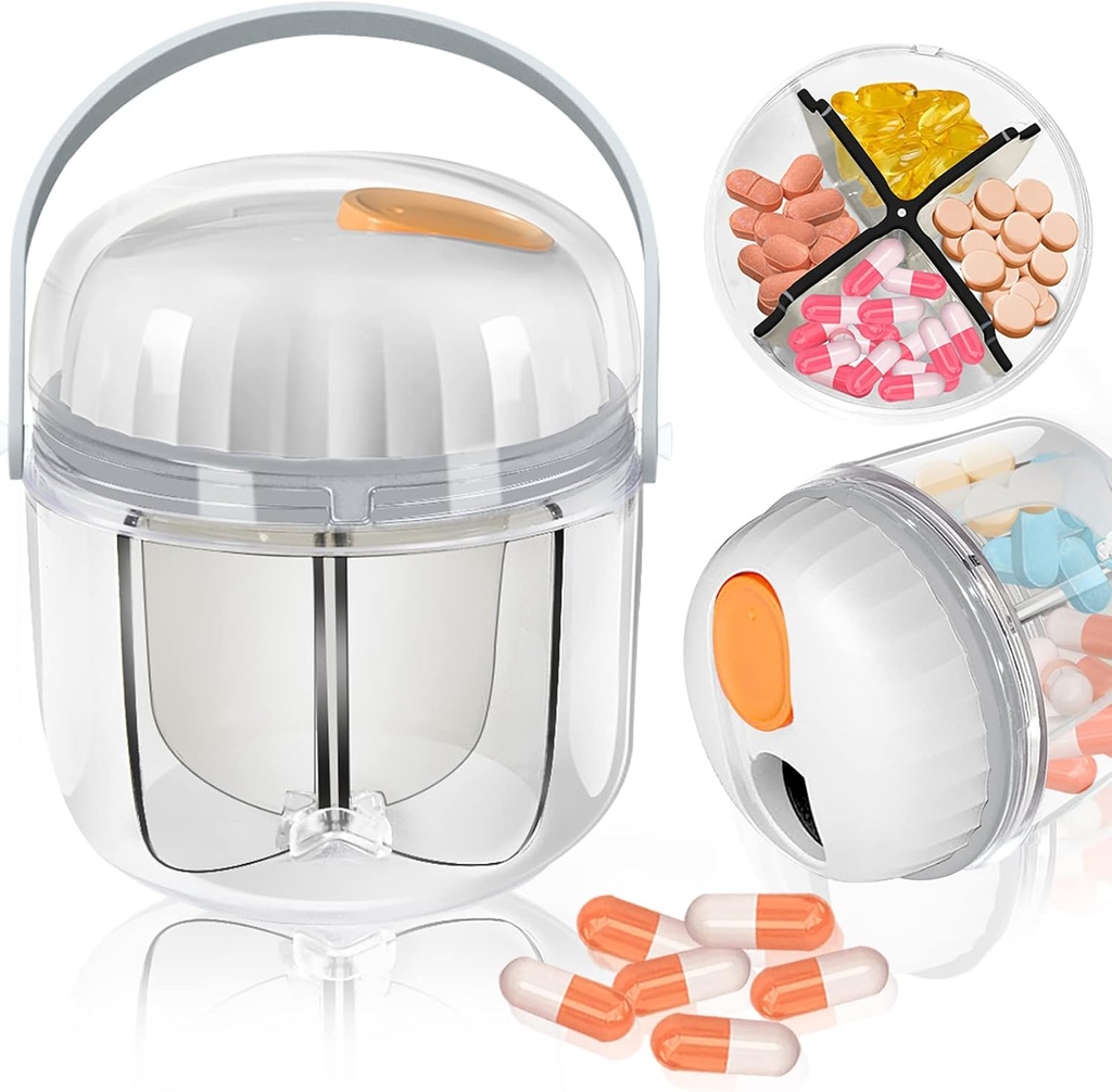 Pill Box, Pill Organizer för Travel Cute Medicine Organizer NO-BPA Moisture Proof Medicine Container för vitaminer, fiskoljor, tillägg (vita)