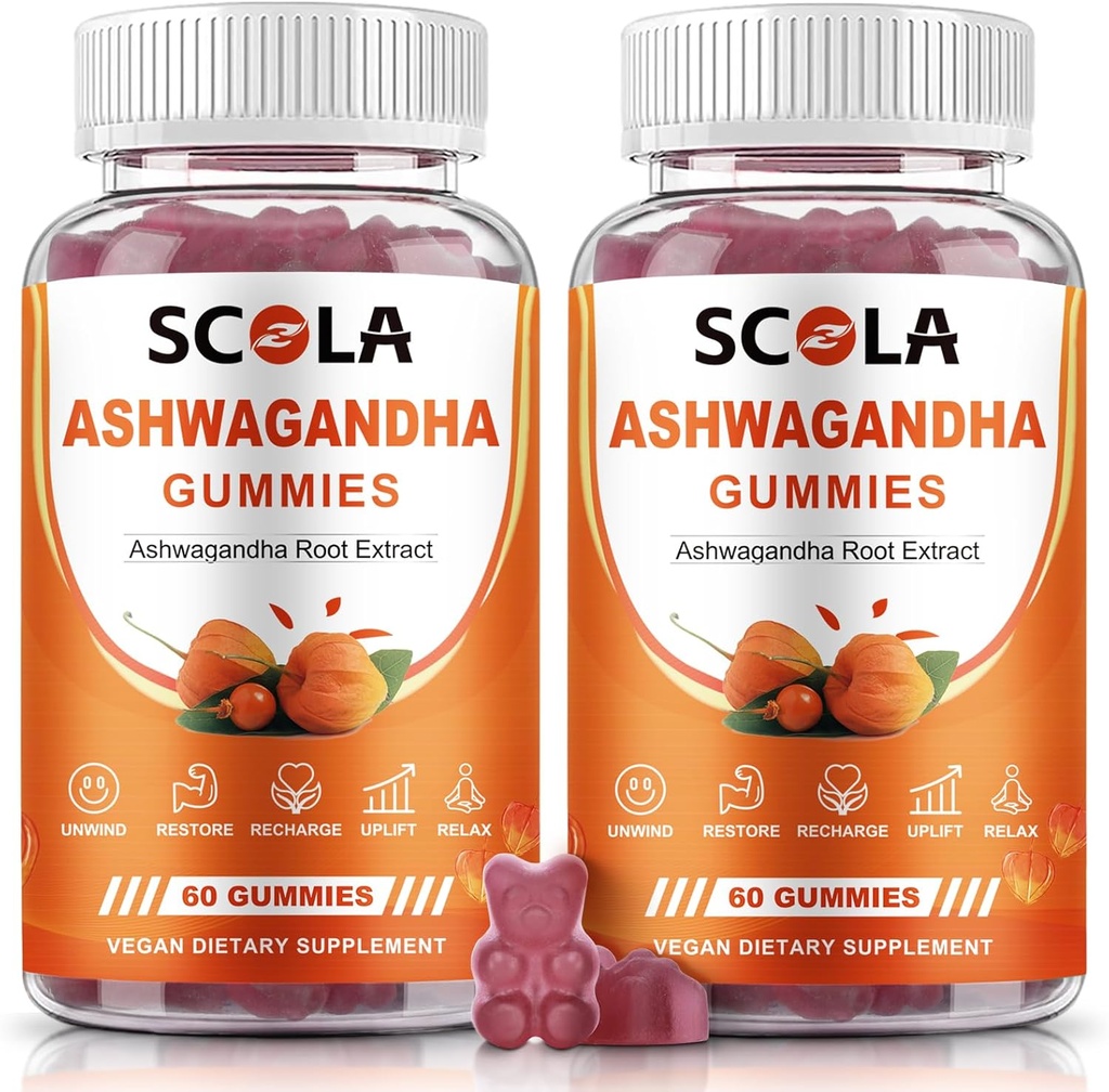 Ashwagandha Gummies, Calm Gummies med Ashwagandha Root Extract Vitamin D Zinc, Ashwagandha Supplement för Sleep Stress Balance, Vegan, Non-GMO, Gluten-Free, 120 Count