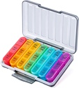 Odaro Pill Organizer 3 gånger om dagen - Portable Weekly Medicine Box med 7 separata behållare, Travel 7 Day Pill Box, Black