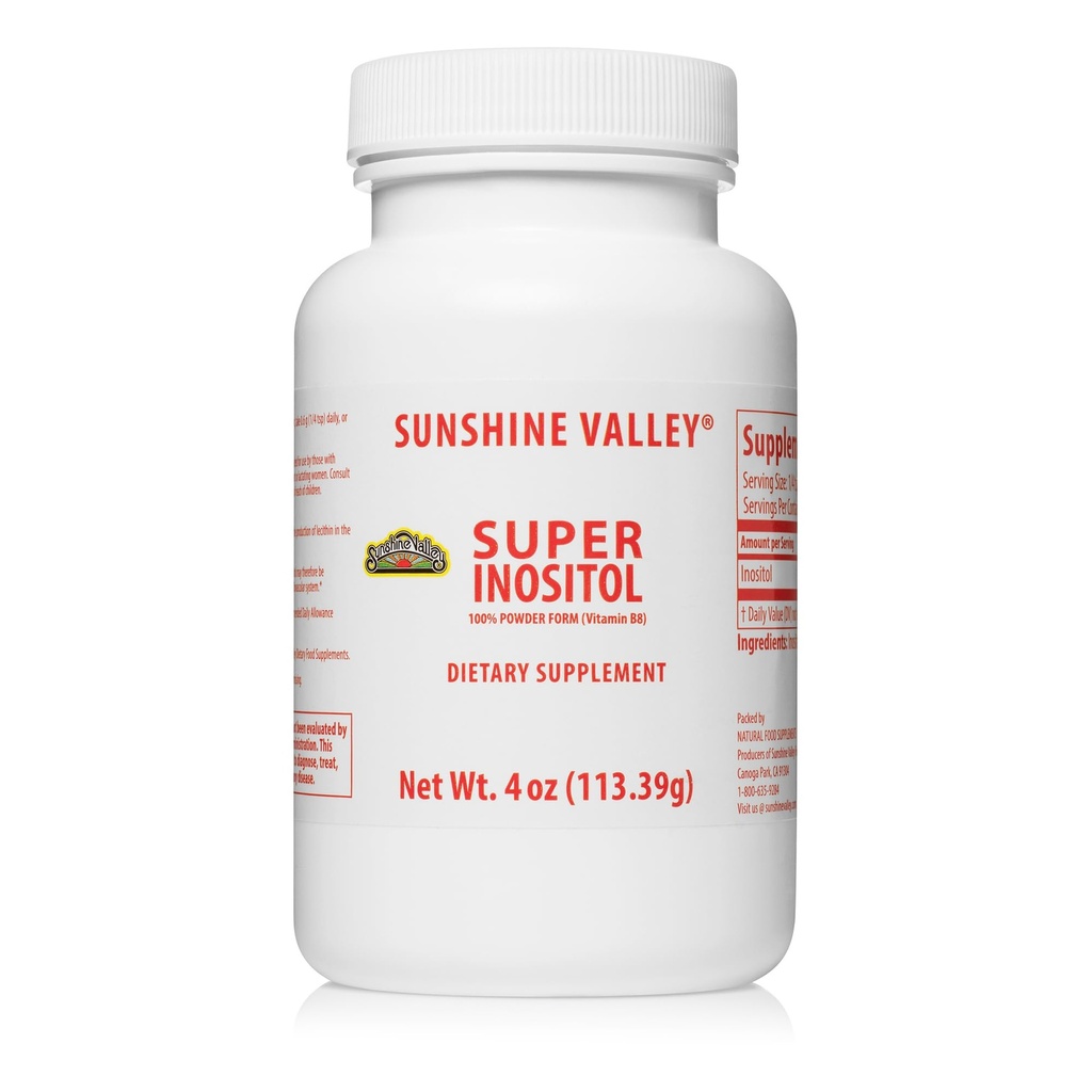 Sunshine Valley® Super Inositol, vitamin B8 Pulvered Dietary Supplement, Natural PCOS Fertility Supplement, Hormonal Balance & Healthy Ovarian Function Support - 4 oz