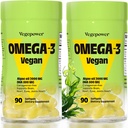 Vegan Omega-3 DHA Supplements - Premium Fish Oil Alternative från Algae Oil | 90 Carrageenan Free Softgels | Plant Based Algal DHA Essential Fatty Acids, Non-GMO (Algae, 90 Count (Pack of 2))