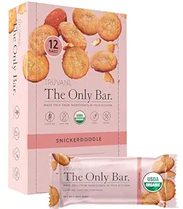 Truvani Plant Based Snack Bars | Snickerdoodle 12 Pack | 5g Protein | USDA Organic and Vegan | Den enda baren | Dairy, Soy och Gluten Free | Individuellt inslagna