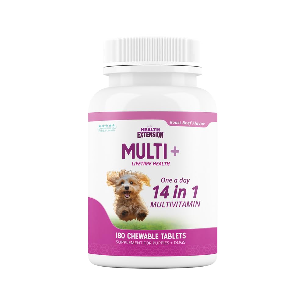 Hälsoförlängning Livstid Multivitamin och mineral tabletter för hundar och valpar, 180 tabletter - Immune, Digestion, Joint Support, Coat & Skin Health