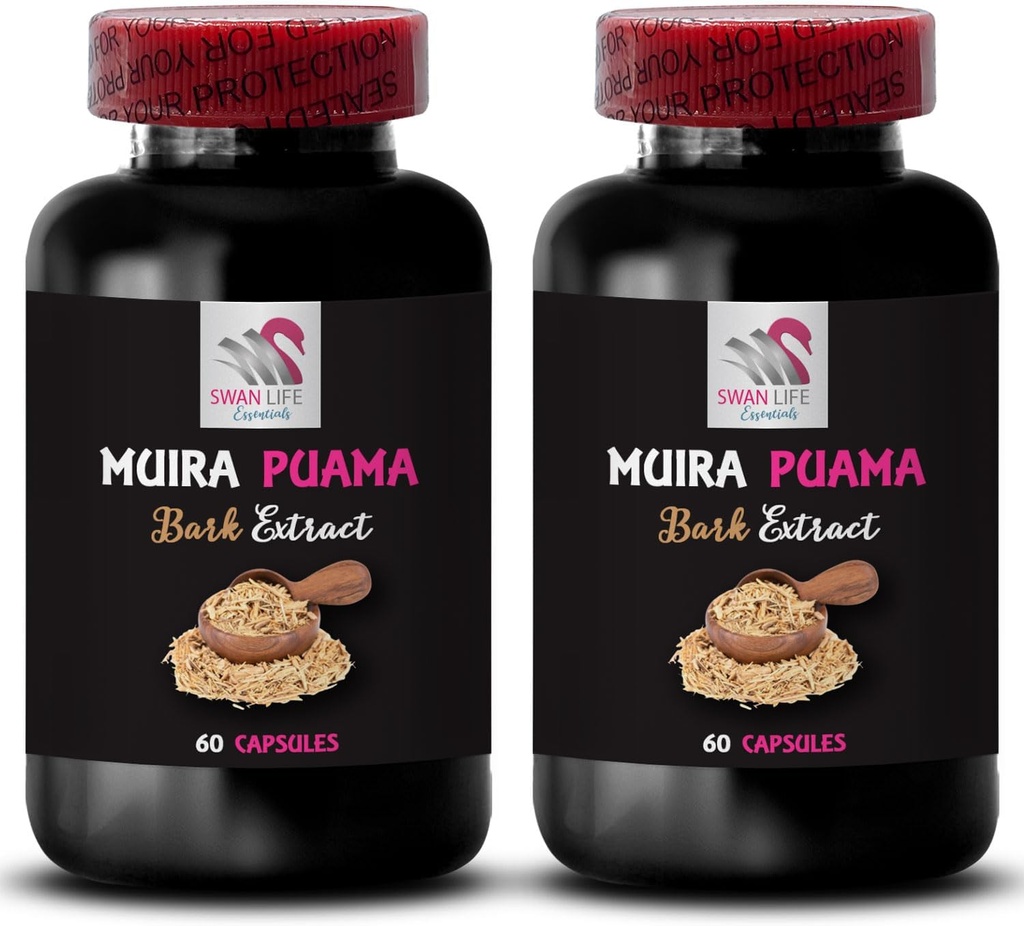Plantbaserad energikälla - MUIRA PUAMA BARK EXTRACT - Balanced Power Surge, Herbal Drive Activation, Routine Energizer, Endurance Recharge, Adventure Readiness, Power Source 2 flaskor 120 kapslar