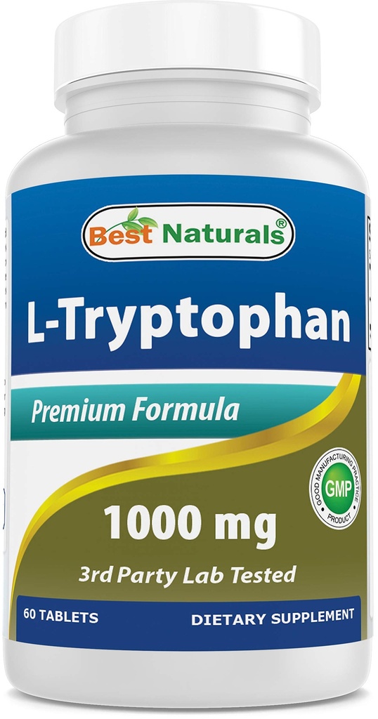 Bästa naturliga L-Tryptophan 1000 mg 60 tabletter