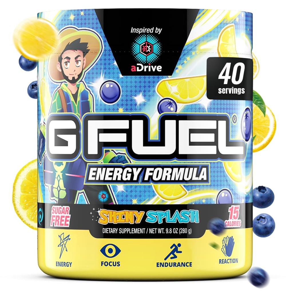 G bränsle aDrive Energy Drink Powder, Pre Workout Caffeine Mix för spel, Sugar Free Focus Amino, Vitamin + Antioxidanter, 9.9oz (Blueberry & Lemonade, 40 portioner)