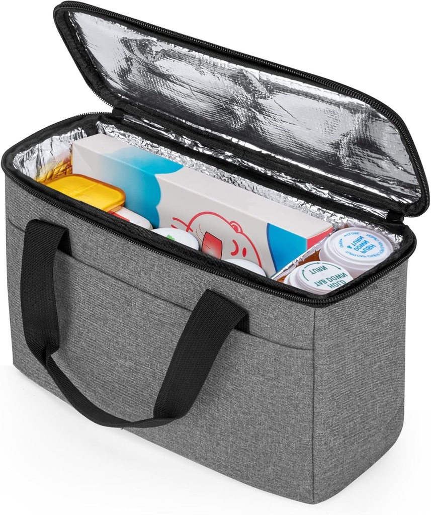 Trunab First Aid Bag Empty Small Medicine Storage Case, Insulated Medication Cooler Bag, Travel Pill Bottle Organizer för recept, insulin, kosttillskott eller medicinska förnödenheter, Grå (Bag Only)