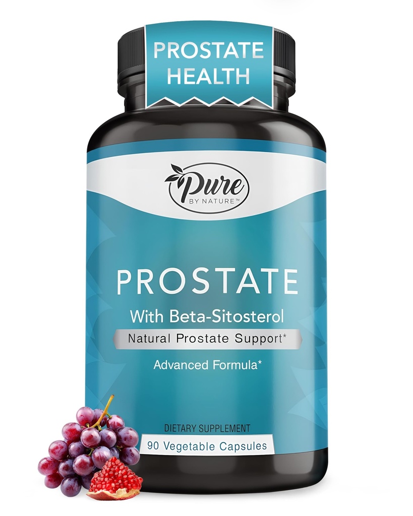 Rent av naturprostata tillskott för män, Beta Sitosterol Prostate Health Supplement med Zink för urinvägsstöd, enkel frekvent urinering och förbättrad sömn, glutenfri, icke-GMO 90 kapslar