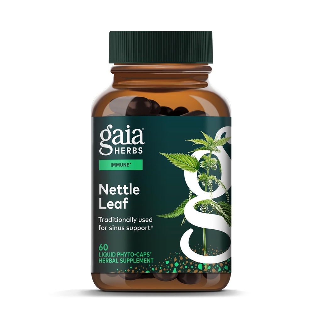 Gaia Herbs Stinging Nettle Leaf - Respiratory & Immune Health Support * - Tillägg med Stinging Nettle Leaf Extract - Vegan, Gluten-Free, Soy-Free - 60 Liquid Phyto-Caps (30 portioner)