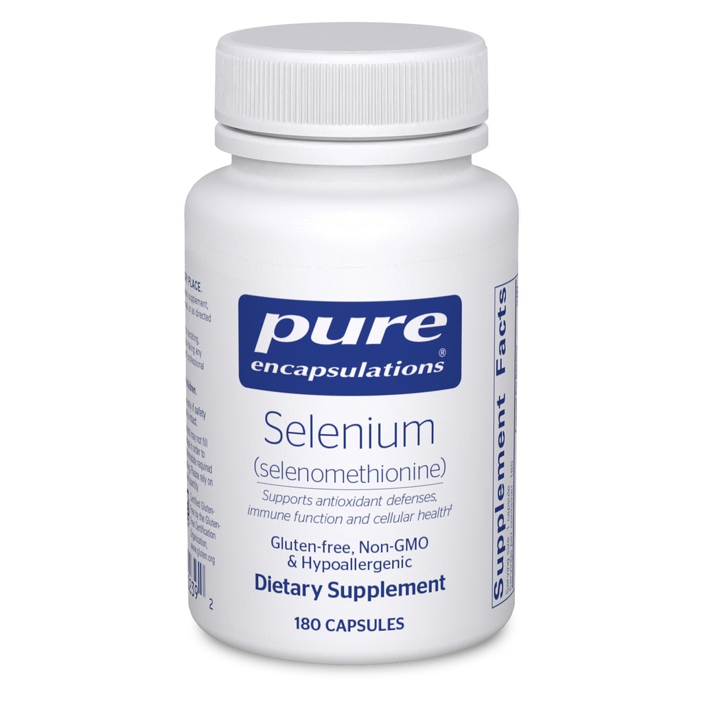 Rena inkapslingar Selen - 200 mcg - för hälsosam cellulär funktion, immunsystem och antioxidantförsvar - mineraltillskott - Vegan & Gluten Free - 180 kapslar