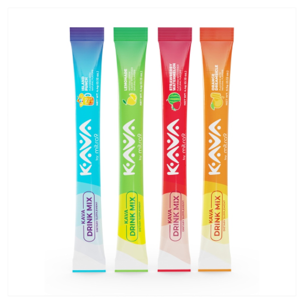 Mitra9 Kava Powder RelaxPak - Variety Pack Kava Extract Powder Packets | Mood Enhancer | Plant Based | Främjar Natural Calm & Clarity | Easy Open Single-Serving Stick (30)