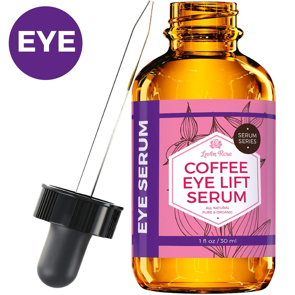 Leven Rose Coffee Oil Caffeine Serum för ögon 1 uns - Anti-aging Organic Under Eye Serum för Puffy väskor under ögonen