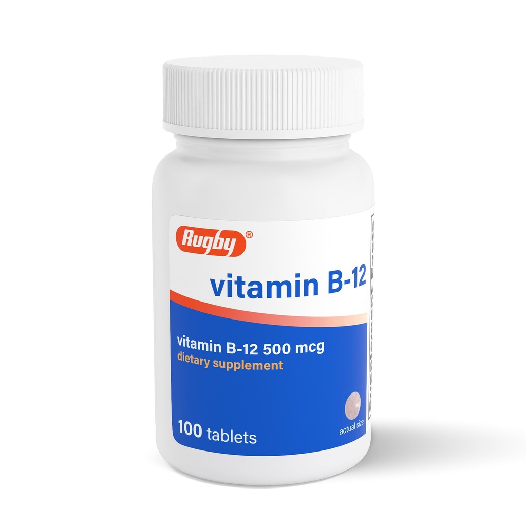 RUGBY Vitamin B-12 500 MCG 100CT Förpackning med 1