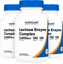 Nutricost Lactase Enzyme Komplex 3 000 FCC ALU, 120 Veggie Capsules - Icke-GMO, Gluten Free, 120 portioner (3 flaskor)