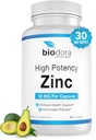 Zink High Potency, No GMO, Vitamins för Good Skin, Immune Support Supplement & Antioxidant, Vegan, 50mg Per Servings, 60 kapslar, Unflavoured