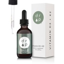 Vitamin D3 + K2 droppar med 1000 IE av växtbaserad D3 och 45 mcg K2, 2 oz flytande tillskott för benstyrka, förbättrat humör - inga konstgjorda konserveringsmedel, osmakade, med kokos MCT-olja