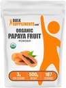 BulkSupplements.com Organic Papaya Fruit Powder - smakpulver, källad från Carica Papaya Fruit - Gluten Free, 3g per portion, 500g (1.1 lbs) (Pack of 1)