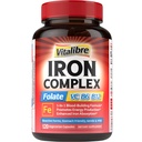 Järntillskott för kvinnor och män, med vitamin C, B6, B12 & folat för järnbrist, Blodbyggnad och energistöd, mage vänlig, bättre absorption, icke-GMO, ingen gluten, 120 Vegan Caps