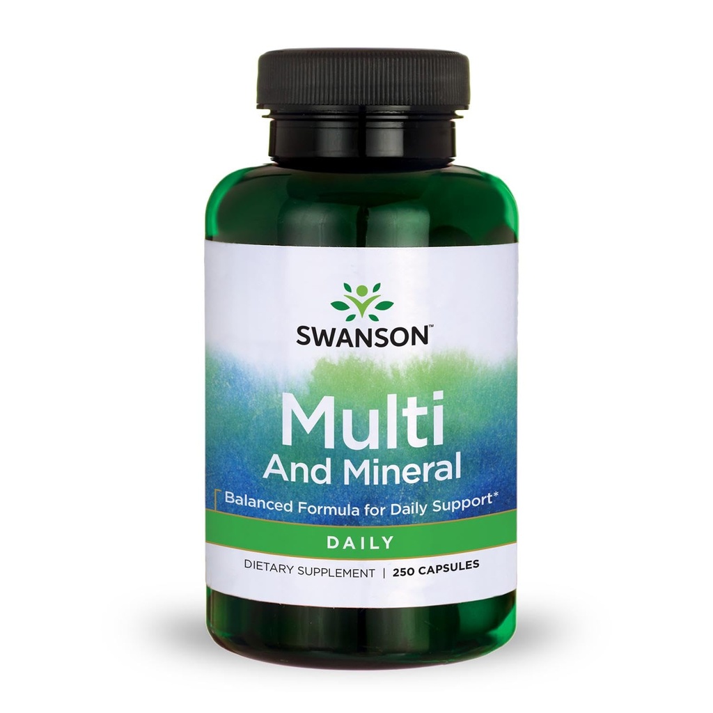 Swanson Multi och Mineral Daily Men's Women's Multivitamin Multimineral Health Supplement 250 Capsules (Caps)
