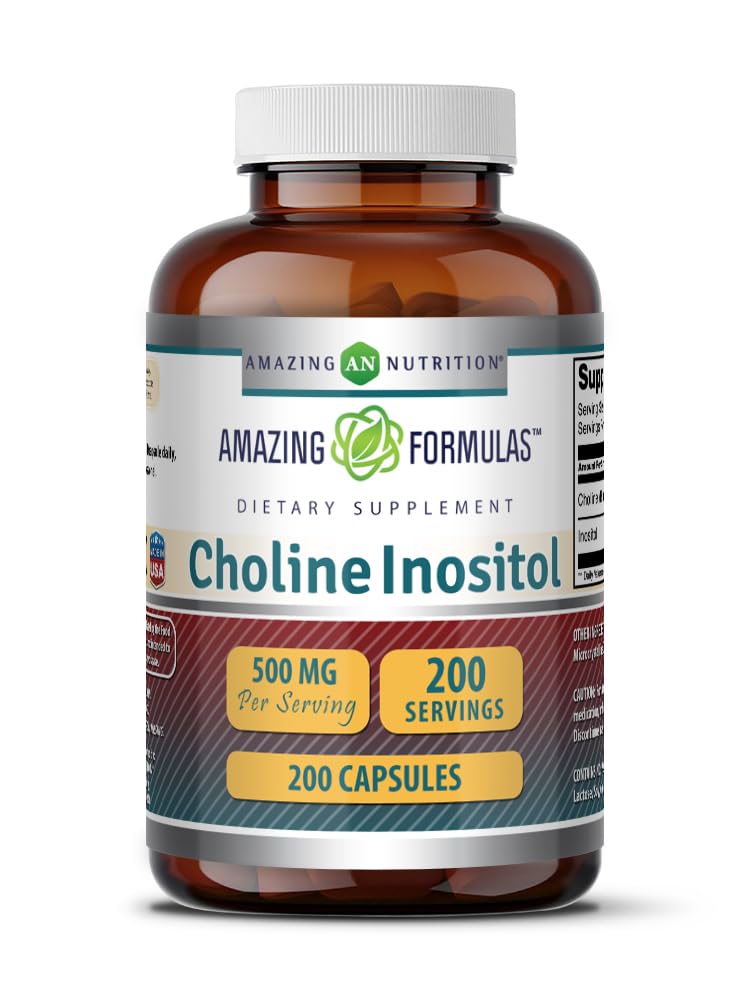 Fantastiska formler Choline & Inositol Supplement | 500 Mg Per Serving | Capsules | Icke-GMO | Gluten-Free | Made in USA (1 Pack, 200 Count)