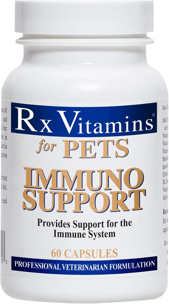 Rx vitaminer för husdjur Immuno Support för hundar och katter - Immunsystem Support - Hjälp hjärnfunktionsben muskler stress och åldrande - 60 kapslar
