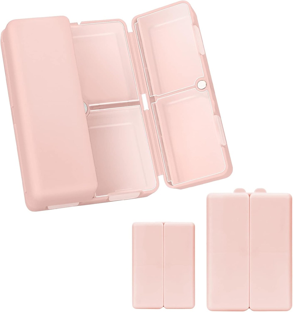 FYY 2 Pcs Daily Pill Organizer, 7 Compartments Portable Pill Case Travel Pill Organizer, [Folding Design] Pill Box för väska ficka för att hålla vitaminer,Cod Liver Oil, Tillskott och Medication-Pink