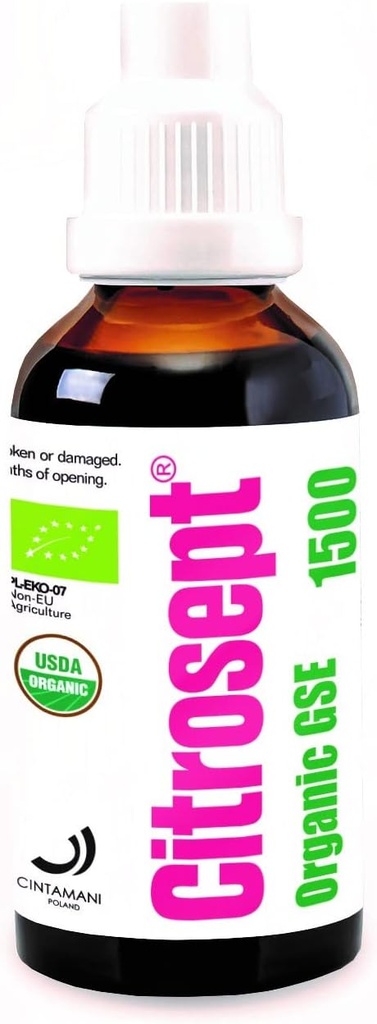 Citrosept organisk GSE, Högre kvalitet Extraction Process för renhet | Max Styrka | Original Grapefrukt Seed Extract Liquid med antioxidant Properties | Immune System Support | 1 x 50ml flaska