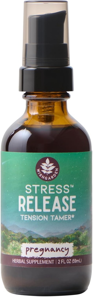WishGarden Herbs Stress Release for Pregnancy - Natural Herbal Stress Relief Supplement med Lemon Balm & Chamomile, Adrenal Support för graviditet och postpartum främjar avkoppling och lugn, 2oz