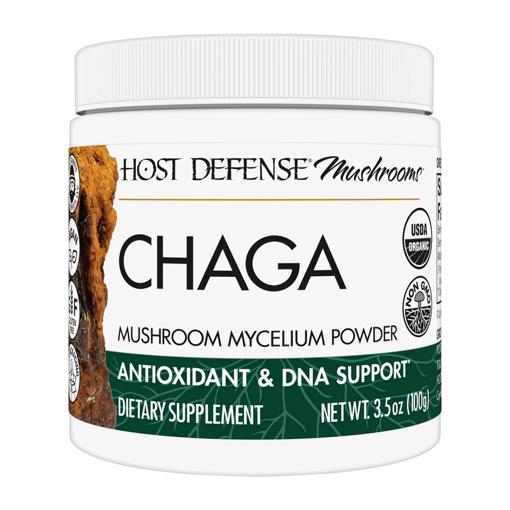 Värdförsvar Chaga Powder - Immune System Support Supplement - Chaga Mushroom Powder för antioxidantaktivitetsstöd - Dietary Mushroom Supplement - 3,5 oz (66 portioner)