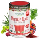 MacroLife Naturals Miracle Reds Superfood Supplement Powder Antioxidants Polyphenols Enzymes Probiotics - Raw Non-GMO Organic Vegan Gluten & Dairy Free (30 portioner)