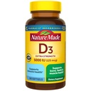 Nature Made Vitamin D3 5000 IE (125 mcg) Softgels, Extra Strength Vitamin D Supplement för ben och immun Health Support, 360 greve, 360 Dag Supply