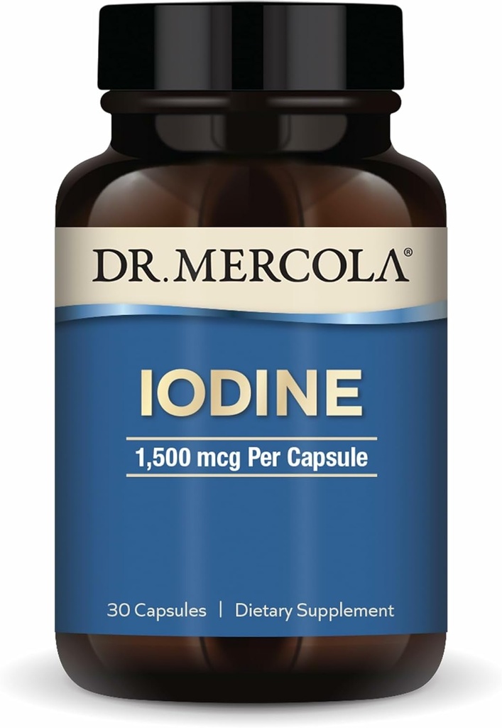 Dr Mercola Iodine - 1500 mcg Iodide - Stöder Thyroid & Metabolic Function - Licaps Capsules - Non-GMO, Gluten-Free & Soy-Free - 30 kapslar (30 portioner)